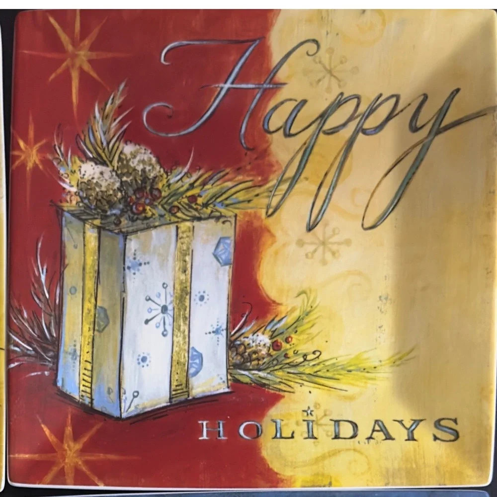 Oneida Seasons Greetings Holiday Accent Plates Set of 4 Christmas‎ Decor